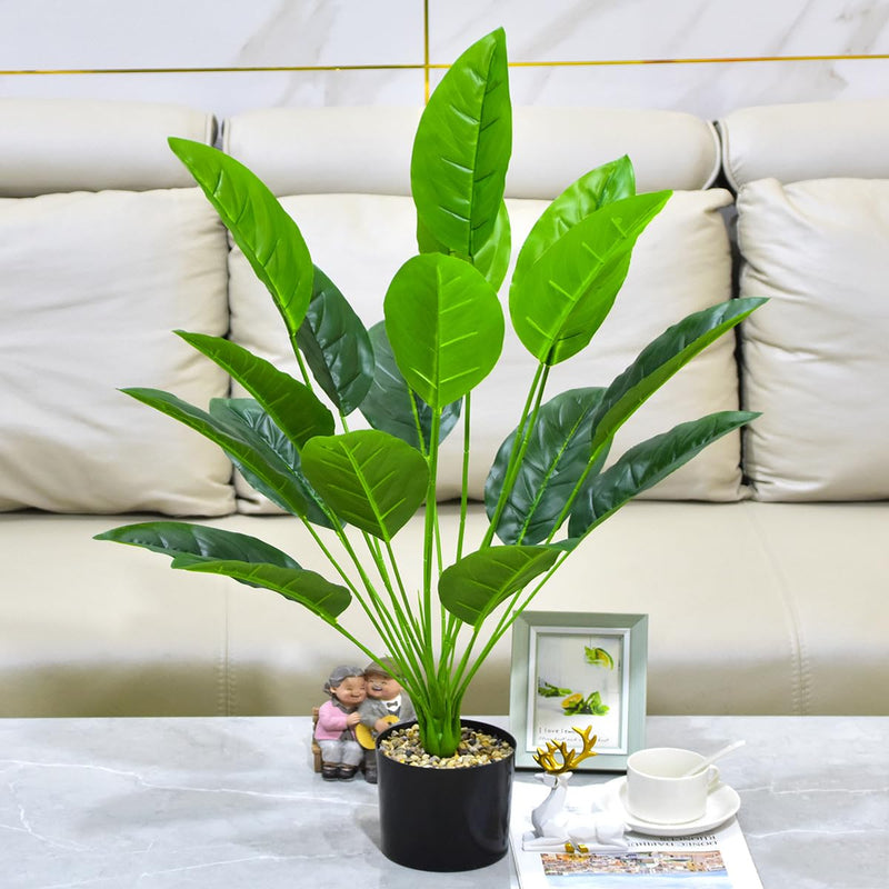 Aatwik Polyester Faux Banana Leaves Plant With 18 Leaves | Artificial Banana Tree Leaves With Stems | Leaves For Home Decor(Green), Artificial Plant