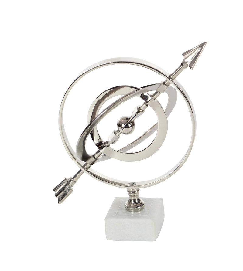 Deco 79 28534 Aluminum and Ceramic Armillary Sphere Sculpture, 13" x 7", Silver/White