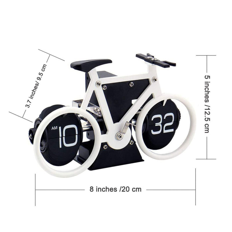 KABB Flip Clock, Retro Style Bicycle Shaped Flip Down Clock, Classical Mechanical Desk Clock, Digital Display with Battery Powered for Home & Office Décor (White)