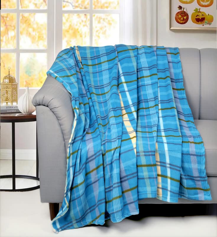 BSB HOME 350 GSM Polar Fleece Matka Printed Blanket Double Bed Winter|| All Season Ultra Soft & Light-Weight Travel & Bed Blanket | 90 x 90 inch, Aqua Blue