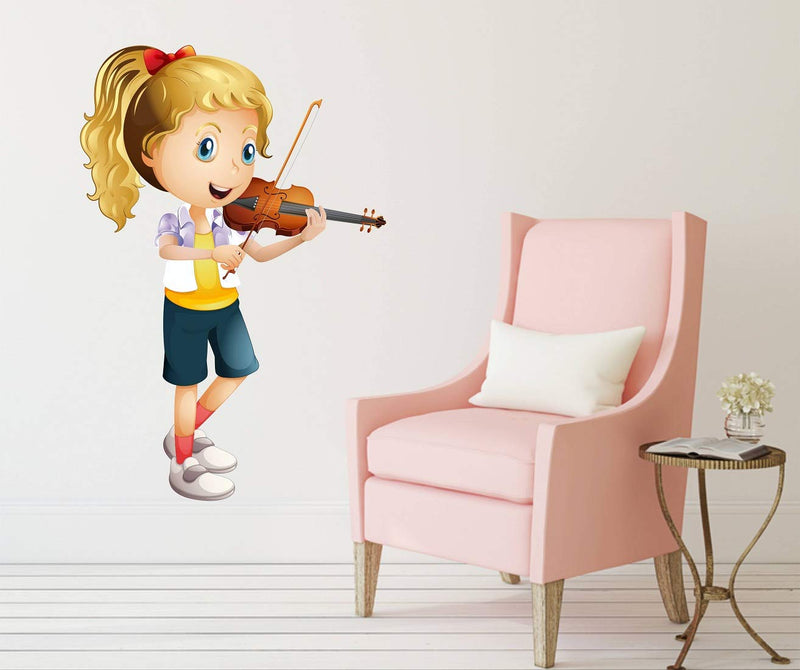 Tuffuk Kid with Guitar Large Vinyl Wallstickers for Home Decorations(50 cm x 70 cm)5TZ129