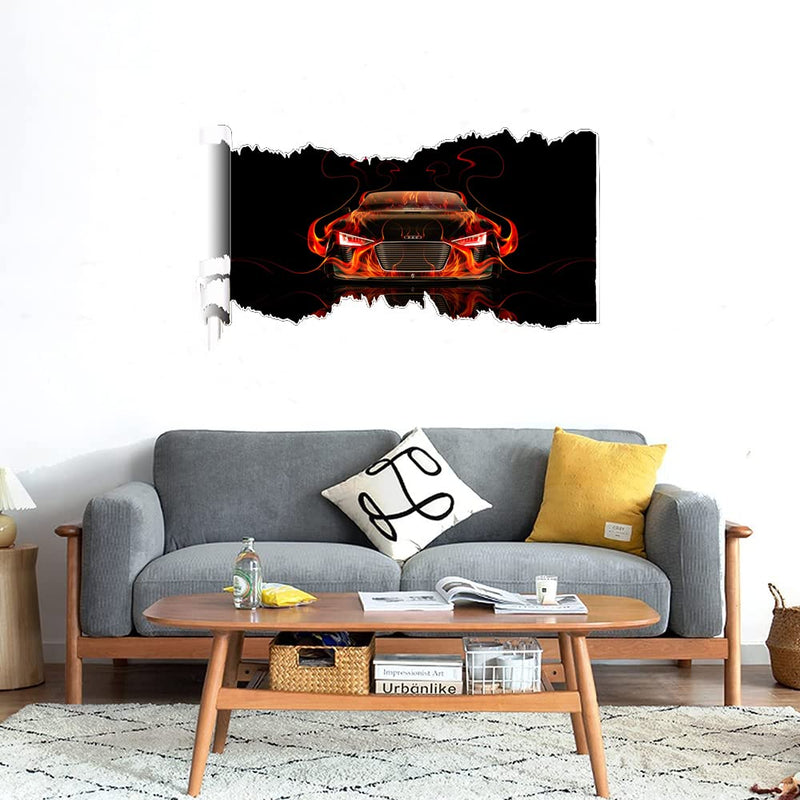 GADGETS WRAP Printed Wall Decal Sticker Scratched Paper Style Wall Decal (90cm x 50cm) - Spyder Front Fire Abstract Car 2014design