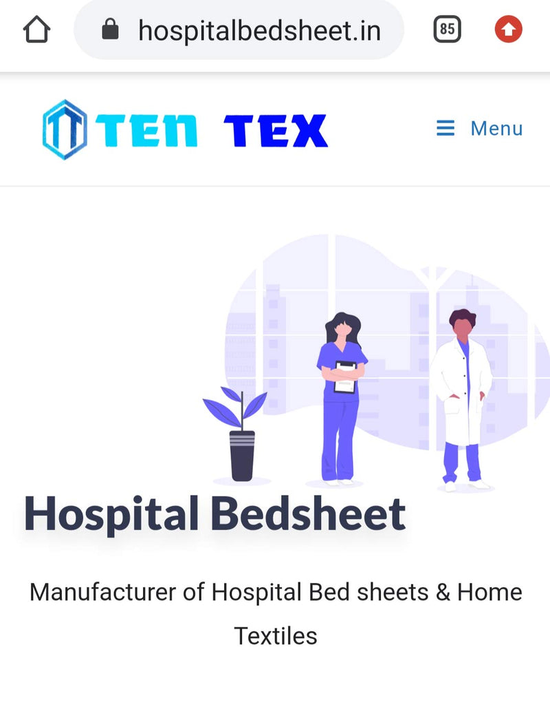 Ten Tex Hospital Cotton Feel Bedsheet with Pillow Cover (Blue Striped, 60 X 94 INCH)