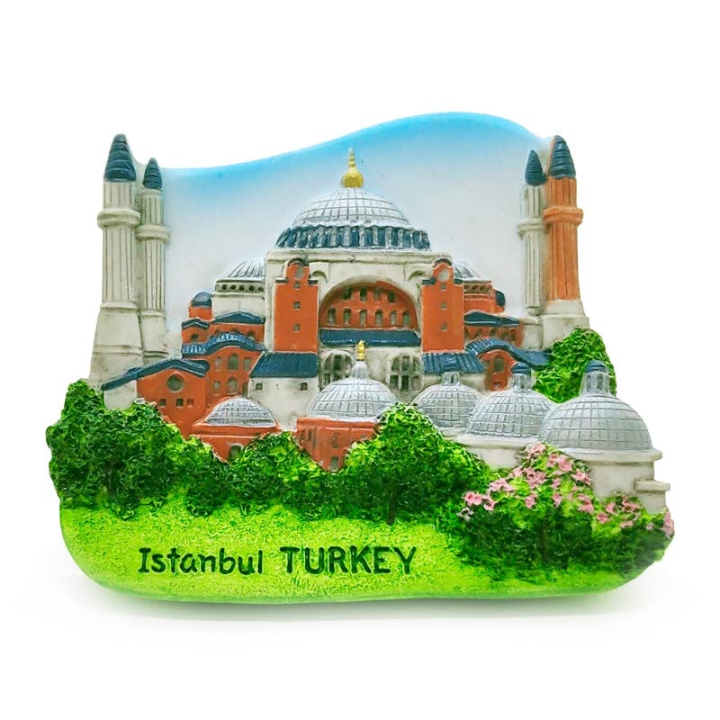 WitnyStore Tiny Hagia Sophia Historic Area of Istanbul, Turkey Türkiye Western Asia Tourist Attractions Resin Refrigerator Magnet Traveler Souvenir Gift Memento 3D Fridge Magnets