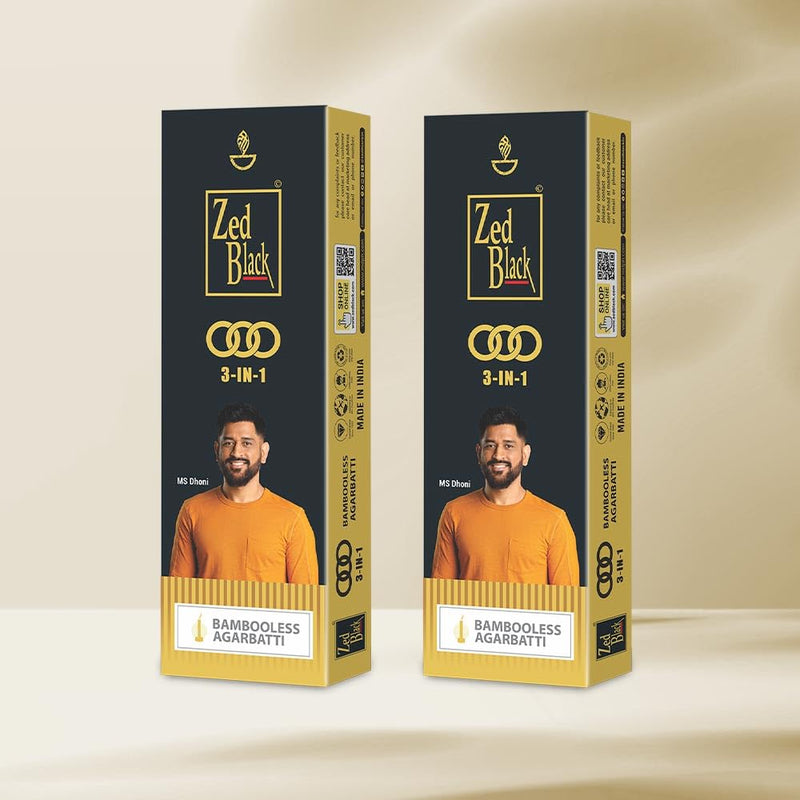 Zed Black 3in1 Bamboo Less Incense Sticks -Pack of 2 (100gm x 2 = 200gm) Three Enchanting fragrances in a Pack