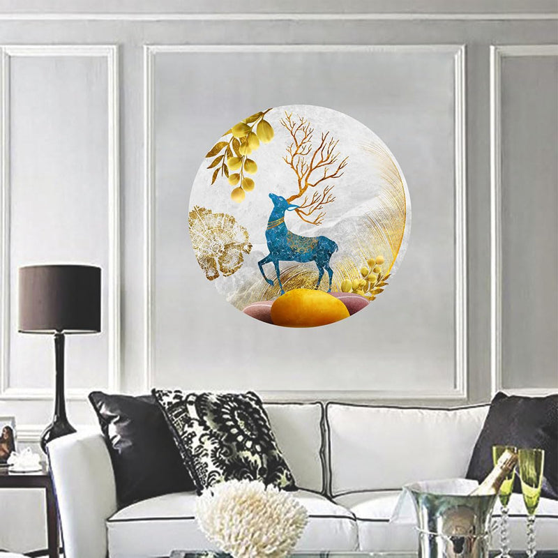 Merical Deer in Circle Left| Size 48 X 48Cms | Wall Stickers for Home, Hall, Bedroom, Kitchen and Living Room