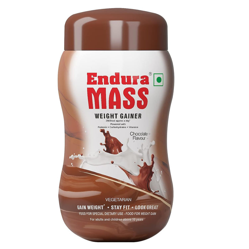 Endura Mass Weight Gainer Powder 500 G Chocolate Flavour | Unique Blend Of 3 Sources Of Protein, Carbs, Vitamins & Essential Minerals | Ideal For Children Above 10 Years, Men, Women & Athletes