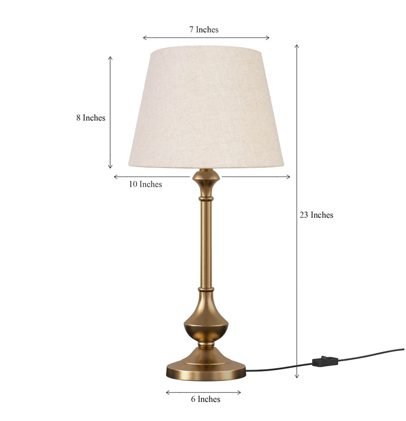 Divine Trends Table Lamp Brass Antique Gold Finish Aluminium Metal With Off White 10 Inches , Pack of 1