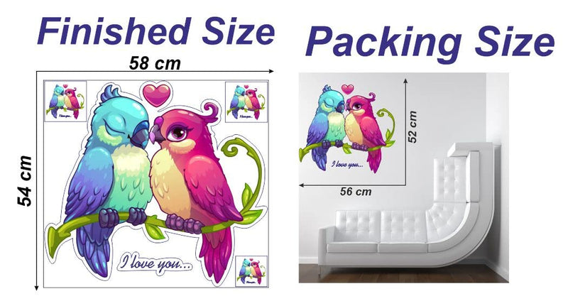 Delight Art Birds Love Couple Design Wall Sticker Size - ( 56*52 ) cm Model id - ( DAMC01006L )