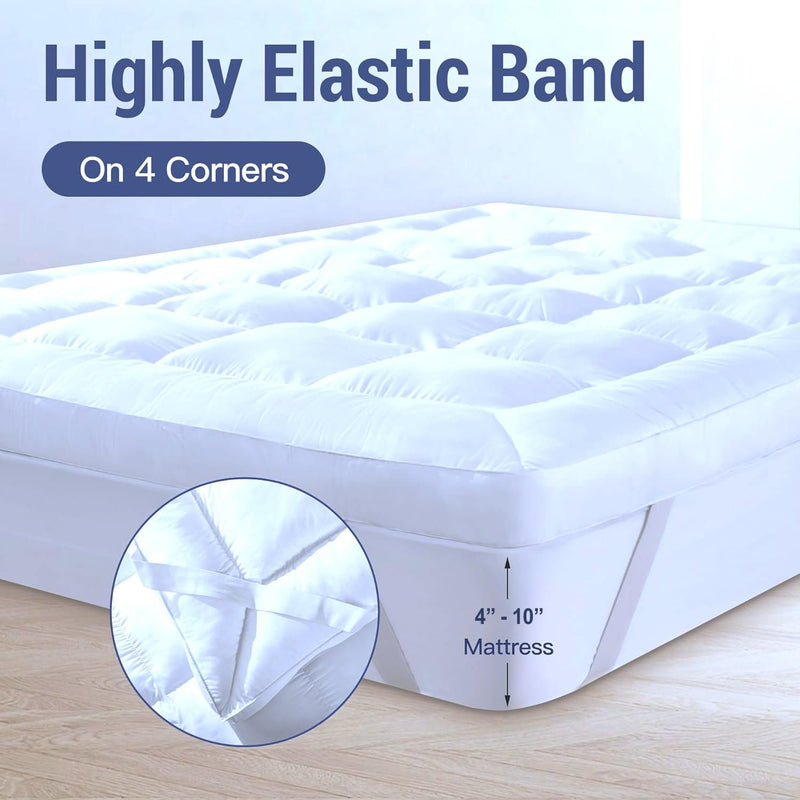 AJISH 5 Star Best Cooling Mattress Topper King Size, Ultra Soft 100% Cotton, 2 inch Thick Bed Topper, Comfortable for Sleeping, King, White, 72X78Inch | 6X6.5Feet, 500 GSM