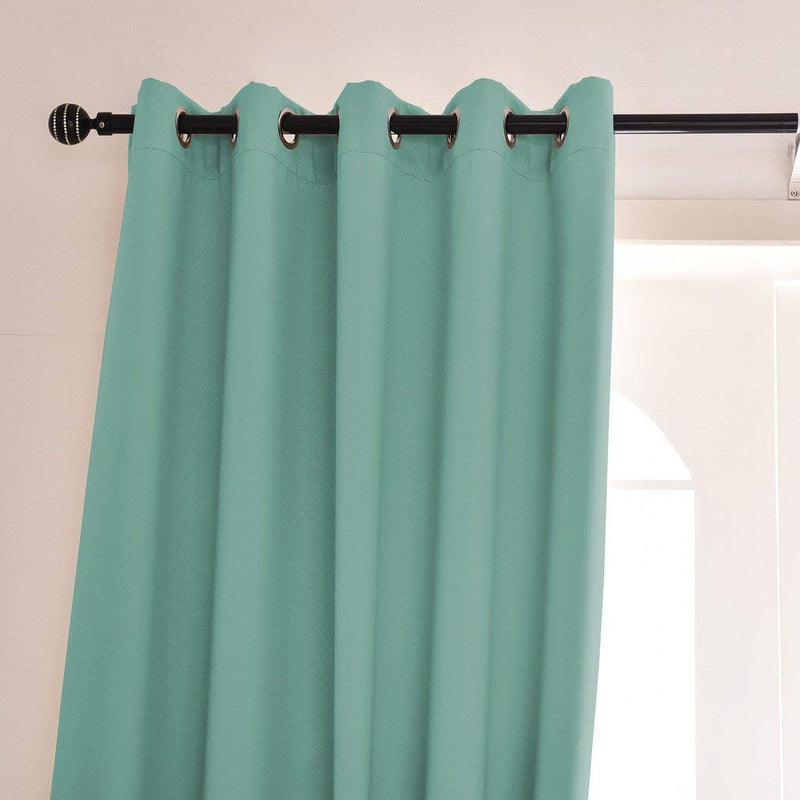 kurtains2fly Polyester Solid Rod Pocket Curtain, Door- 4.5 X 7 Feet, Aquamarine, Pack of 2