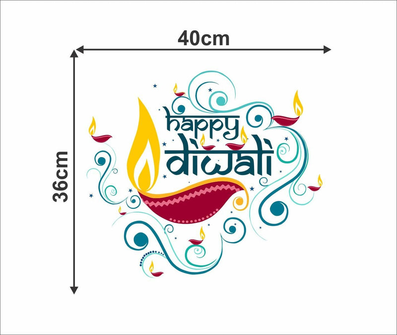 GADGETS WRAP Happy Diwali Wall Sticker & Decal (Vinyl,Size- 86 Cm X 38 Cm)