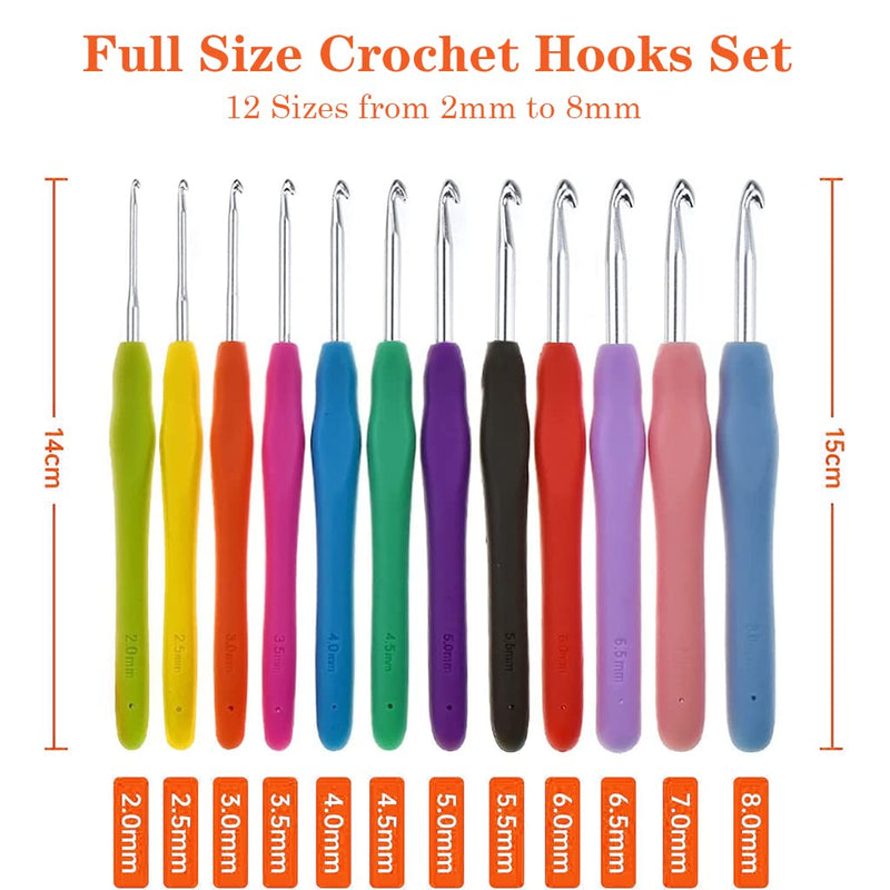 HASTHIP Crochet Hooks Set, Realplus 41 Pcs Full Size Crochet Set, Ergonomic Soft Grip Rubber Handles, Crochet Kits For Beginners Adults, Sister Gift, Crochet Hooks With Case (Green)