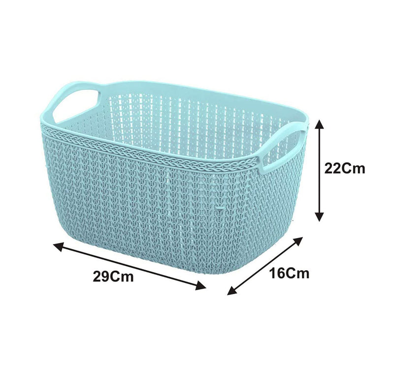 Kuber Industries Q-6 Plastic Multipurpose Large Size Flexible Storage Baskets/Fruit Vegetable Bathroom Stationary Home Basket with Handles (Light Blue)