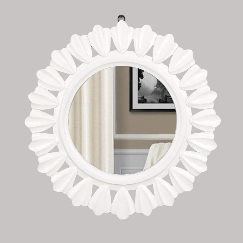 THE URBAN STORE Decorative and Hand Crafted Wooden Wall Mirror in Duco White Finish - 20” x 20"