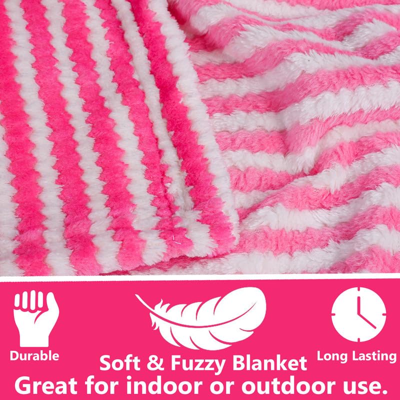 BSB HOME® Premium 220 TC Fleece Double Blanket | 300 GSM Lightweight Cozy Ultrasoft for Bed, Sofa, Travel & Camping| 230x220 cm |Pink & White