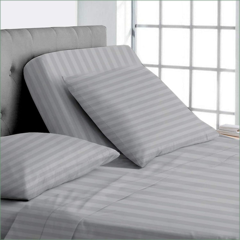 Top Split King Sheets Sets for Adjustable beds, Half Split King Sheet Sets for Adjustable beds deep Pocket, 34" Split Top King Sheets 400 Thread Count 100% Cotton, Flex Top Sheets,Light Grey Stripe