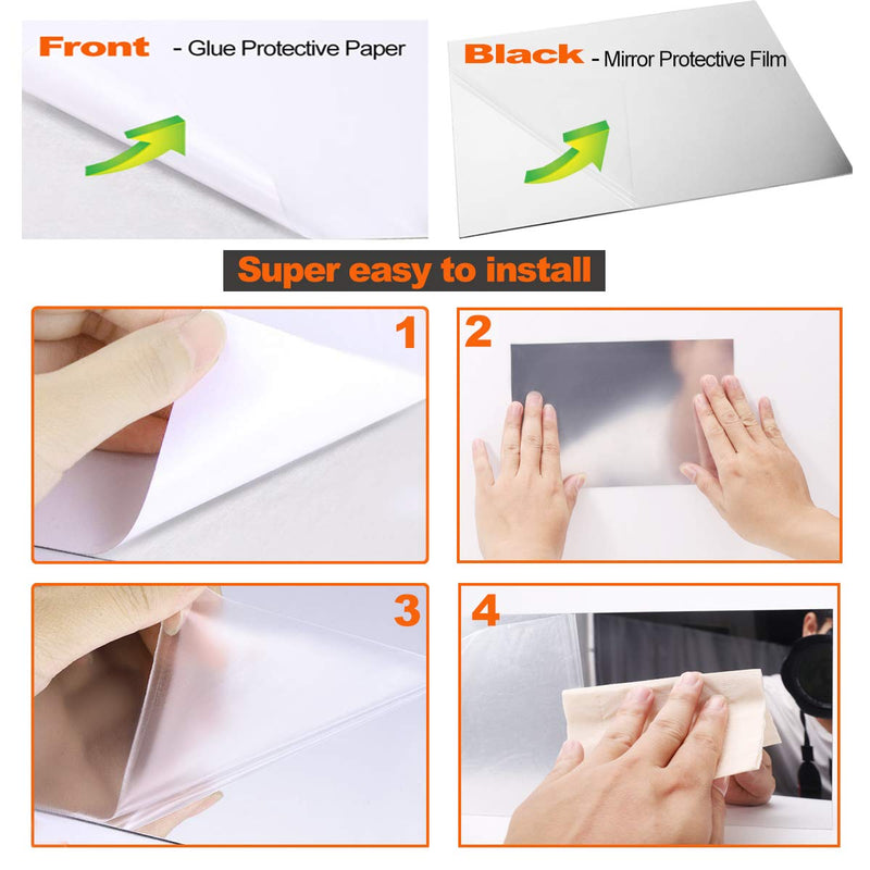 12 Pieces Self Adhesive Acrylic Flexible Non Glass Mirror Sheets (6 x 6 Inches and 6 x 9 Inches)