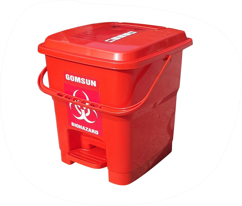 GOMSUN 12 L BIO HAZARD/BIO MEDICAL WASTE PEDAL DUSTBIN COLOR CODED (RED+YELLOW+BLUE IN PACK OF 3)