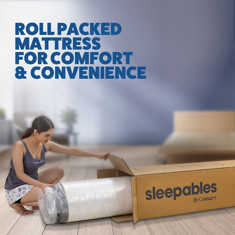 Centuary Mattresses Sleepables 6-Inch Double Size with Active Edge Support Antimicrobial Foam Rolled & Vaccumed Bonnell Spring Mattress (72x48x6)