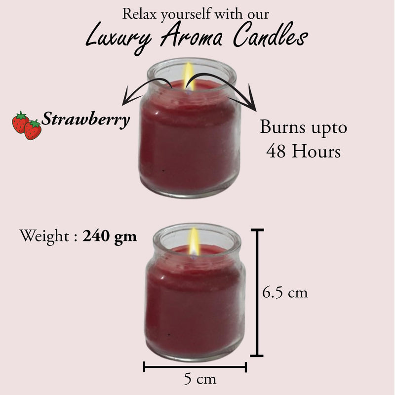 TAHA VENTURES Scented Strawberry Candles for Home Décor, Meditation, Spa, Festival |Soy Wax |240 Grams Each Set of 2