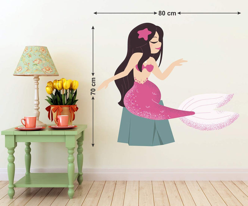 Tuffuk Mermaid Angels Large Vinyl Wallstickers for Home Decorations(80 cm x 70 cm)5TZ261