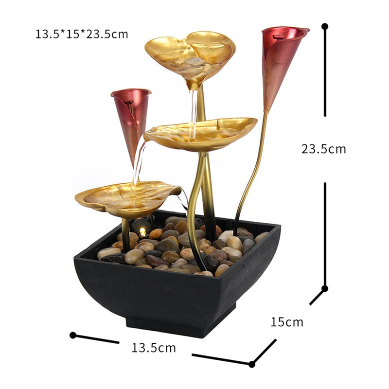 ATORSE® Tabletop Water Fountain Waterfall Ornament Desk Warm Light Indoor