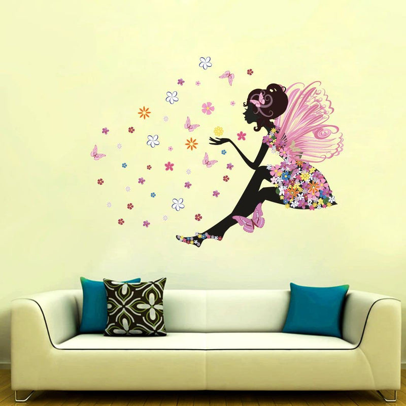 Delight Art Happy Walls Fairy with Butterflies Design Wall Sticker Size - ( 75*56 ) cm Model id - ( DAMC00611L )