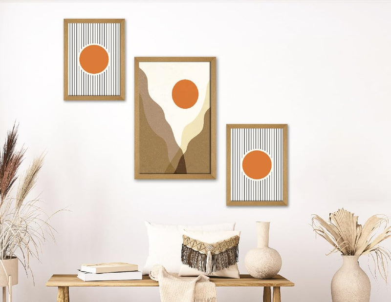 SAF paintings Set of 3 Modern Art Premium Brown frame painting for Wall Decoration SA-B16M1K2