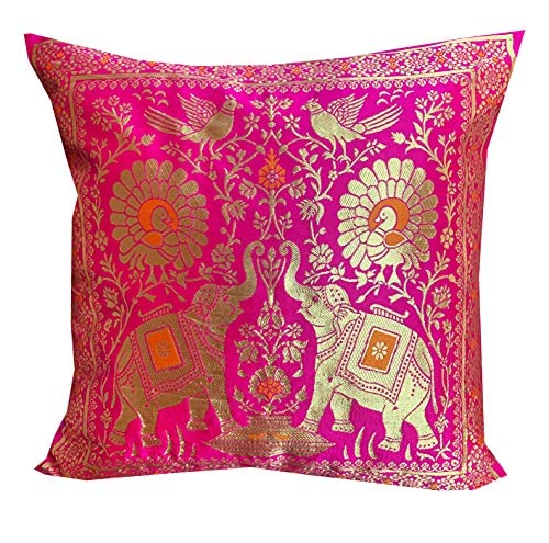 PINK PARROT Dopian Silk Throw Pillow Covers/Cushion Covers ( Multicolour, 16X16 Inches) - Set Of 5(200.0)