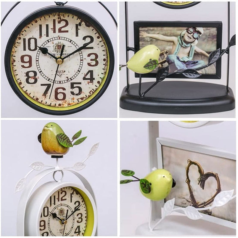 Oye-Seller Metal Bird Photo Frame with Table Clock Home Decoration Gift