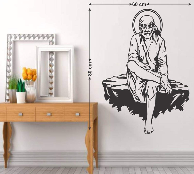 Tuffuk Lord Sai Baba Large Vinyl Wallstickers for Home Decorations(80 cm x 60 cm)5TZ424