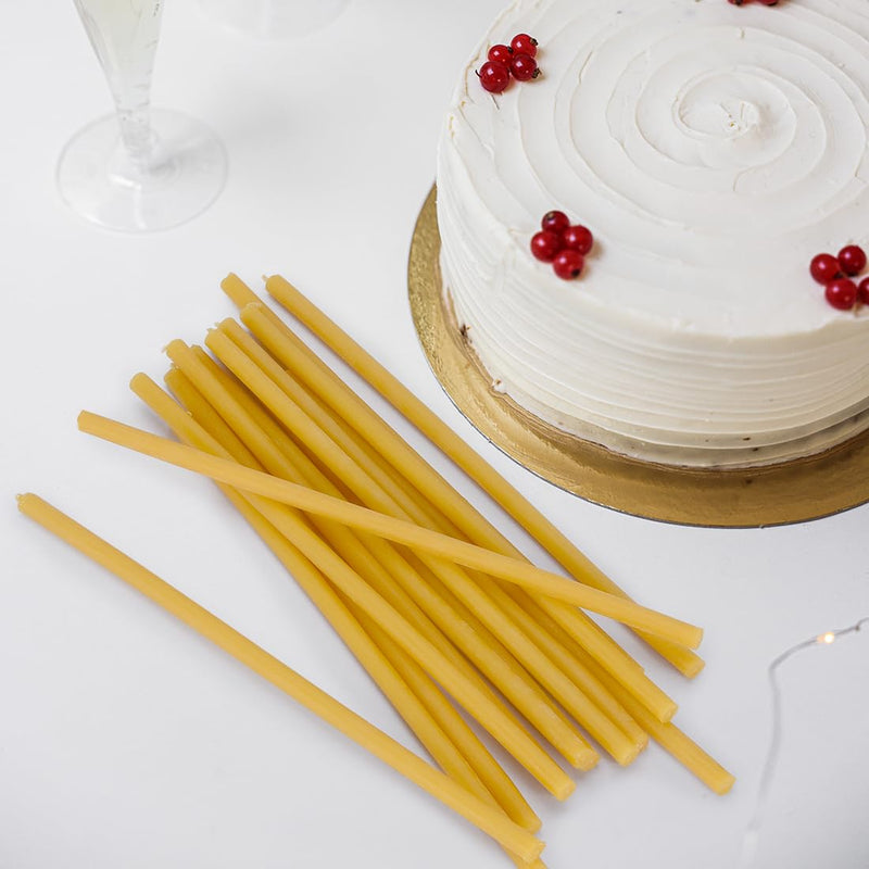 DEYBBY Beeswax Birthday Candles – 7.3 'Thin Beeswax Candles - Dripless and Smokeless Eco Beeswax Taper Candles for Home, Dinner, Cake, Prayer, Church, Hanukkah, Christmas