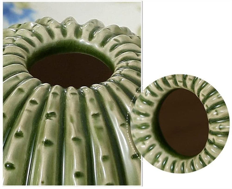 WSYL Small Cactus Ceramic Vase, Lovely Imitation Plants Round Flower Arrangement Ceramic Crafts Home Decoration for Kitchen Living Room Bedroom Party (Size : Medium)