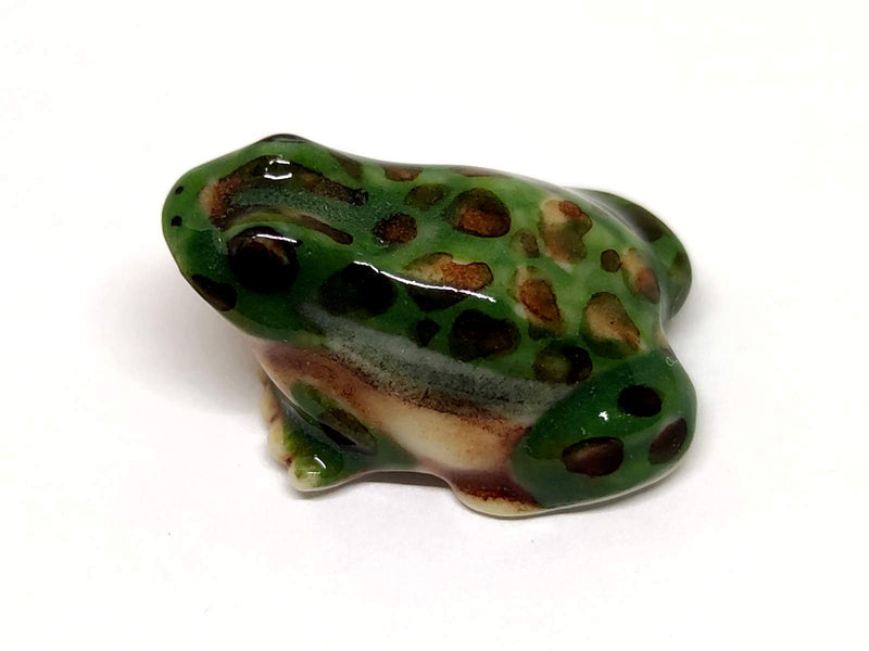 SSJSHOP Frog Micro Tiny Figurines Ceramic Hand Painted Animals Collectible Small Gift Home Decor, Green