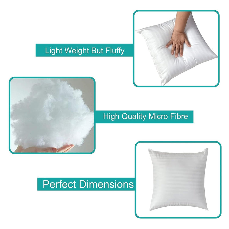 VLYSIUM Perfect Sleeper Premium Square 20x20 Inch Polyester Fiber Cushion Sofa Pillow Set of 4 (White)