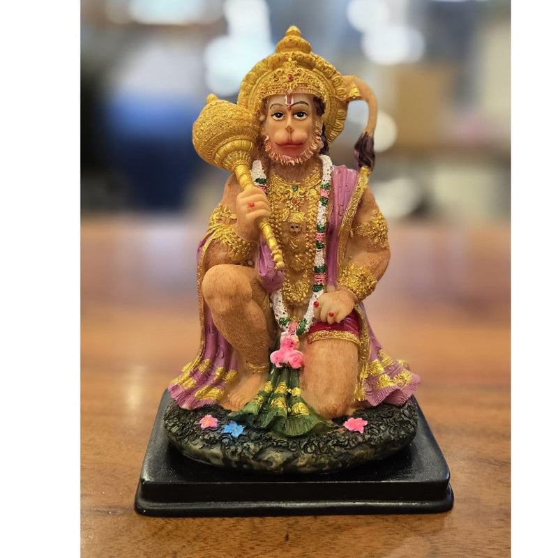 SATYAM KRAFT 1 Pc Hanuman Ji murti with gada Bajrang Bali lightweight idol for Home Decoration and Pooja mandir, car dashboard, decor statue, murti,figurine showpiece rakshabandhan idols(Polyresin)