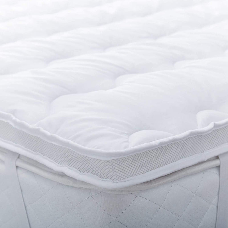 Indian Decor. 80243 Microfiber Mattress Topper 2 inch Super Soft Heavy Fill Single Box Stitched and Elasticated Corner Straps Mattress Topper, Polyester, White, Single 3FT X 6FT