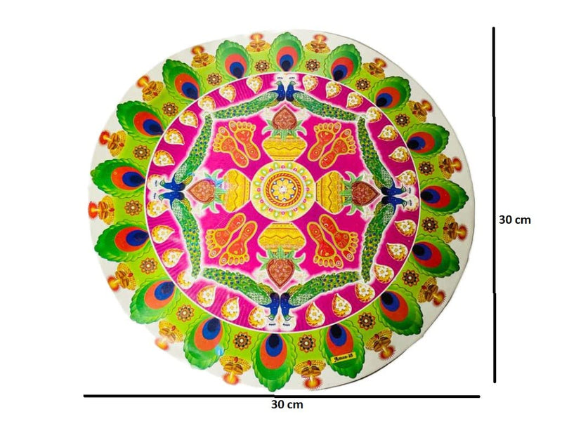 Rangoli Big Size Art Sticker Multicolour for Occasions, Diwali, Poonam,in (30x30 cm) Size.