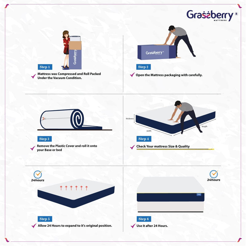 Grassberry Dual Sided Medium Soft Mattress (78x66x6) Queen