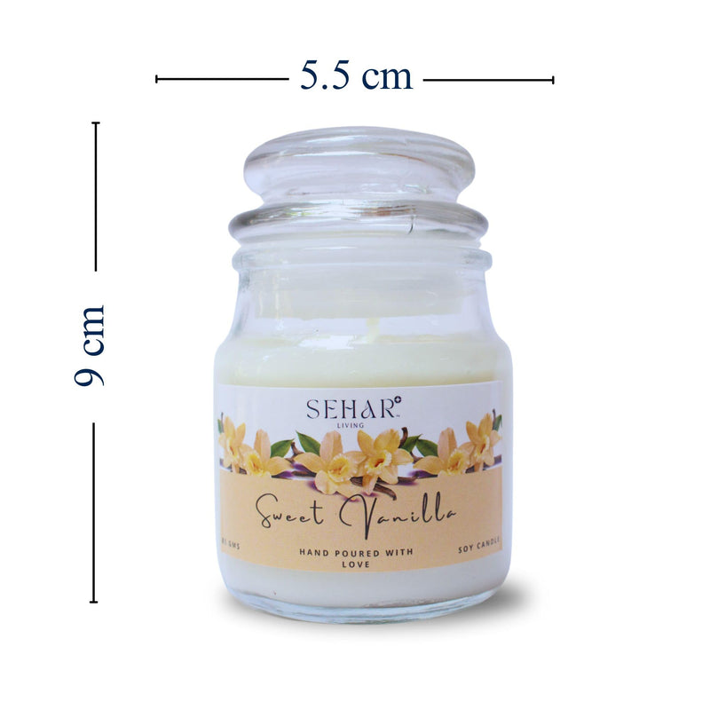 Sehar Living Fragrance Jar Candles Christmas Combo | 85 GMS Each | Pure Soy Wax | Burn Time - 18-20 Hours Each | Reusable Glass Jar | Hand Poured (Rose Garden, Sweet Vanilla & Lemongrass)