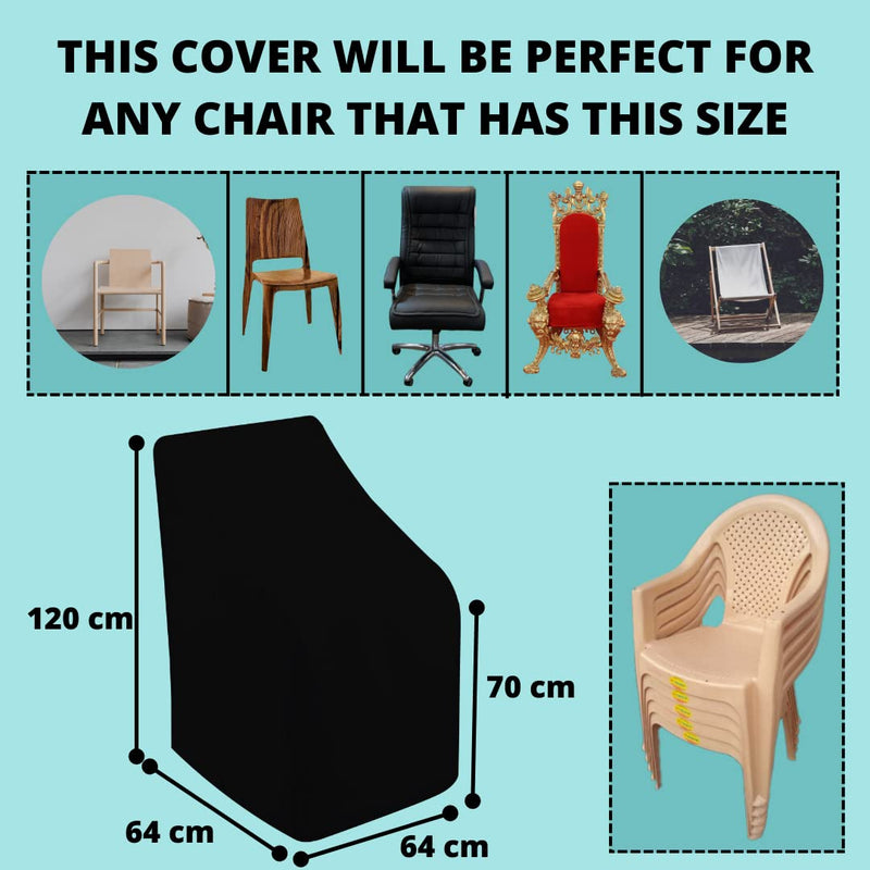 KHOOBREZ Polyester Waterproof, Indoor And Outdoor Chair Cover Chc (Black)