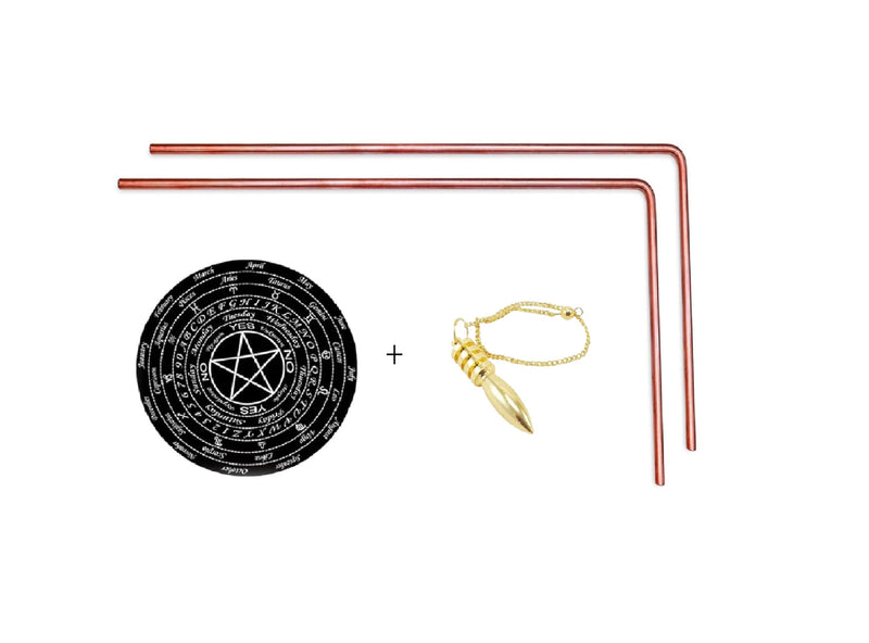 TREE MAISON CORONATING HOMES Copper Dowsing Rods Pair | 8mm Diameter | Set with Board & Brass Pendulum | Aura Energy Checker | Feng Shui | Reiki | Divining Rod | L-Rod | (Without Handle)