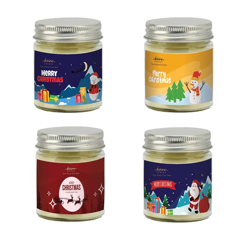 Divine Senses Festive Christmas Candles - Illuminate Your Holidays with Joy (Set of 4)