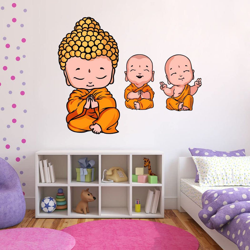 Delight Art Three Little Buddha Wall Sticker Size - (65 * 54) cm Model id - (DAMC00601L)