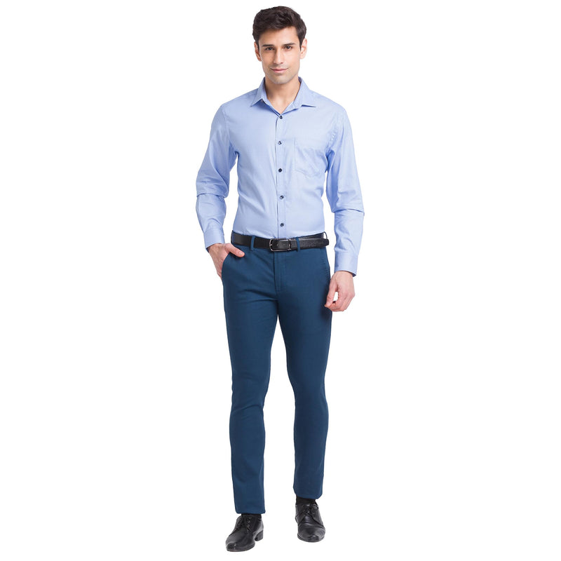 Park Avenue Solid Cotton Lycra Slim Fit Men's Work Wear Trousers (Blue, Size_38)