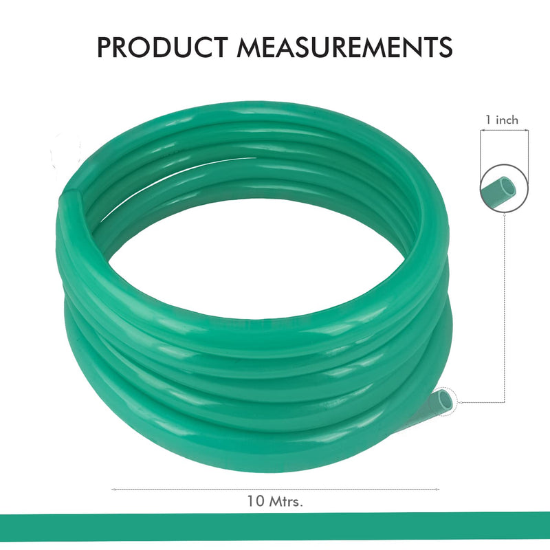 ORILEY 10Mtr 1 Inch Non-Braided Water Pipe with Hose Connector/Jointer/Nozzle & Clamps Lightweight Flexible Gardening Cleaning Outdoor-Indoor Use (32 feet, Dark Green)