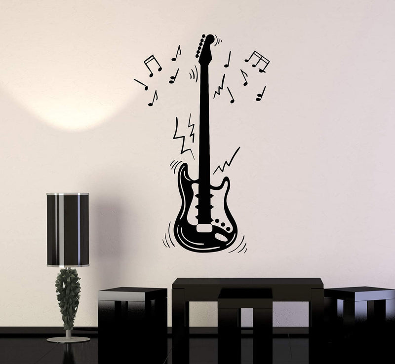 ISEE 360® Guitar Music Theme Wall Sticker for Living Entertainment Kids Bedroom Home Decor Vinyl Decal L X H 50 x 100 Cms