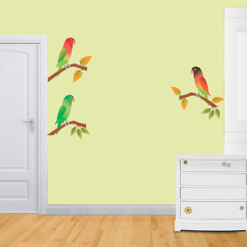 Asmi Collections Wall Stickers Beautiful Parrots on Tree Branches