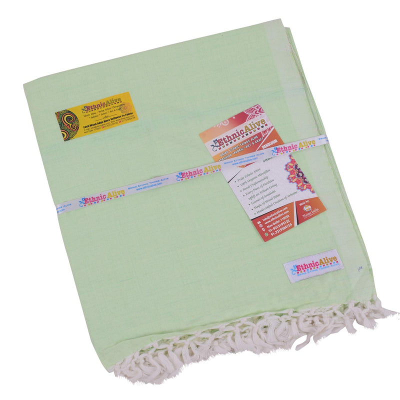 EthnicAlive Handloom Bhagalpuri Cotton Blanket Organic Silky Extra Soft Feel Chadar Fort All Season Use-Light Green